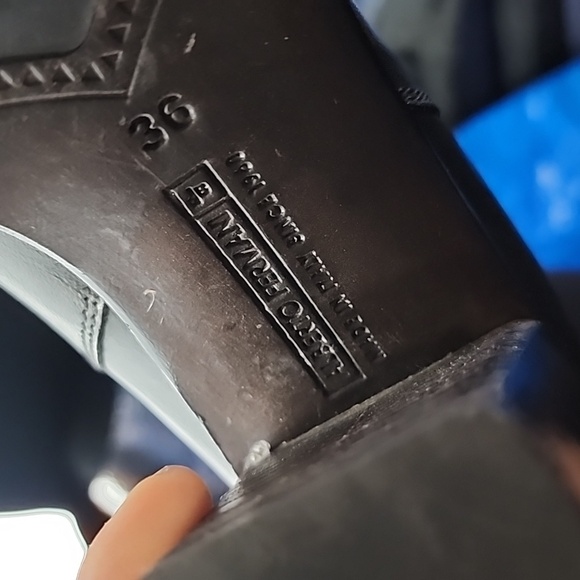 ALBERTO FERMANI Black Leather Block-heeled Ankle Boots, size 36 - Picture 5 of 5